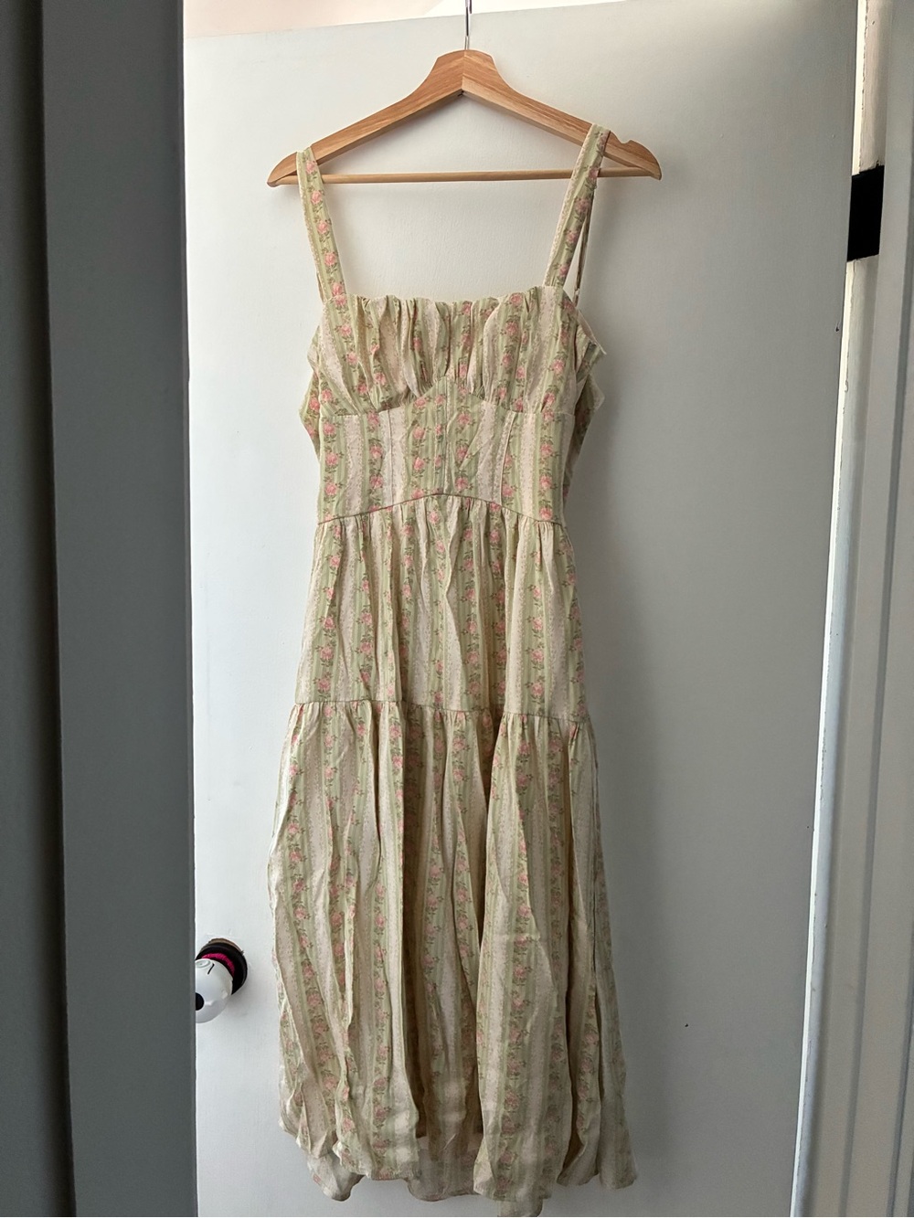 Trixxi Los Angeles Women’s Cream pink and green Floral Tiered Sundress